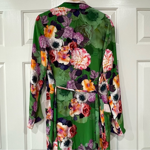 Brand New with tags Zara Green Long Floral Print Kimono Belted Duster Jacket S - Picture 8 of 11